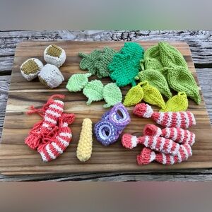 Handmade Knit Shrimp Cobb Salad Pretend Play Food Kitchen Playset OOAK Set